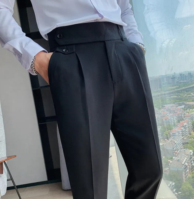 Brown British business casual trousers by BackupMyFilesNow.com, featuring a tailored fit and classic style.