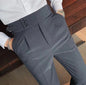 Brown British business casual trousers by BackupMyFilesNow.com, featuring a tailored fit and classic style.