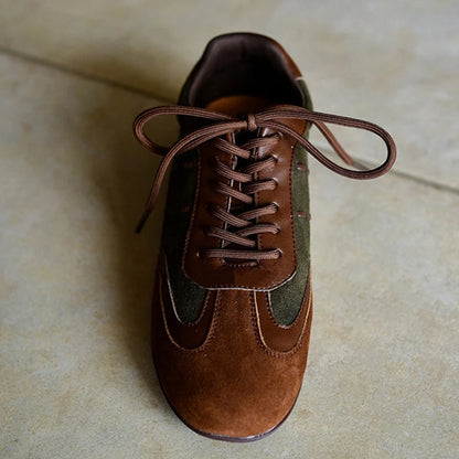 AIYUQI 2026 women's sneakers in genuine leather, brown, anti-slip, comfortable German training shoes for women, retro spring style.