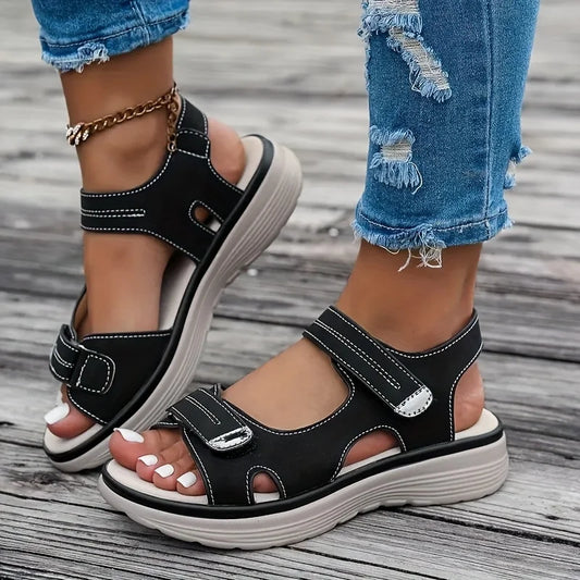 Brown summer wedge sandals for women by BACKUPMYFILESNOW.COM, featuring lightweight, non-slip beach shoes with casual platform design.