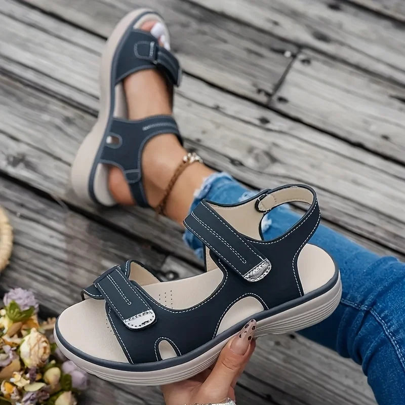 Brown summer wedge sandals for women by BACKUPMYFILESNOW.COM®, lightweight, casual platform shoes with non-slip soles for beach wear.