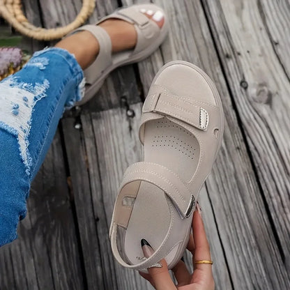 Brown summer wedge sandals for women by BACKUPMYFILESNOW.COM®, lightweight, casual platform shoes with non-slip soles for beachwear.