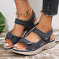 Brown summer wedge sandals for women, lightweight and non-slip beach shoes, casual platform footwear, plus size available.