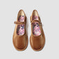 Red velvet Mary Jane shoes for women with printed insole stitching, high-quality pleuche material, casual ballet flats footwear.