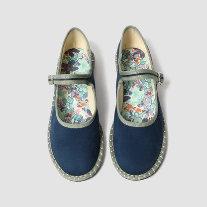 Red velvet Mary Jane shoes for women with printed insoles, stitching details, high-quality pleuche material, casual ballet flats.