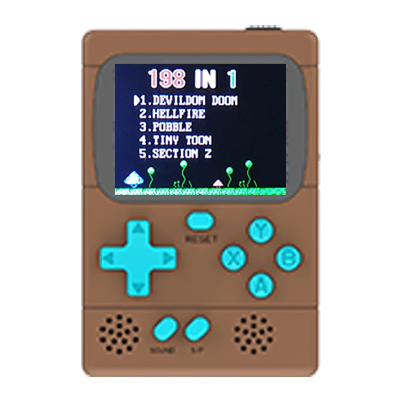 GAMINJA GC36 mini retro video game console with 2.4-inch color screen, built-in 198 games, handheld 8-bit game player for children