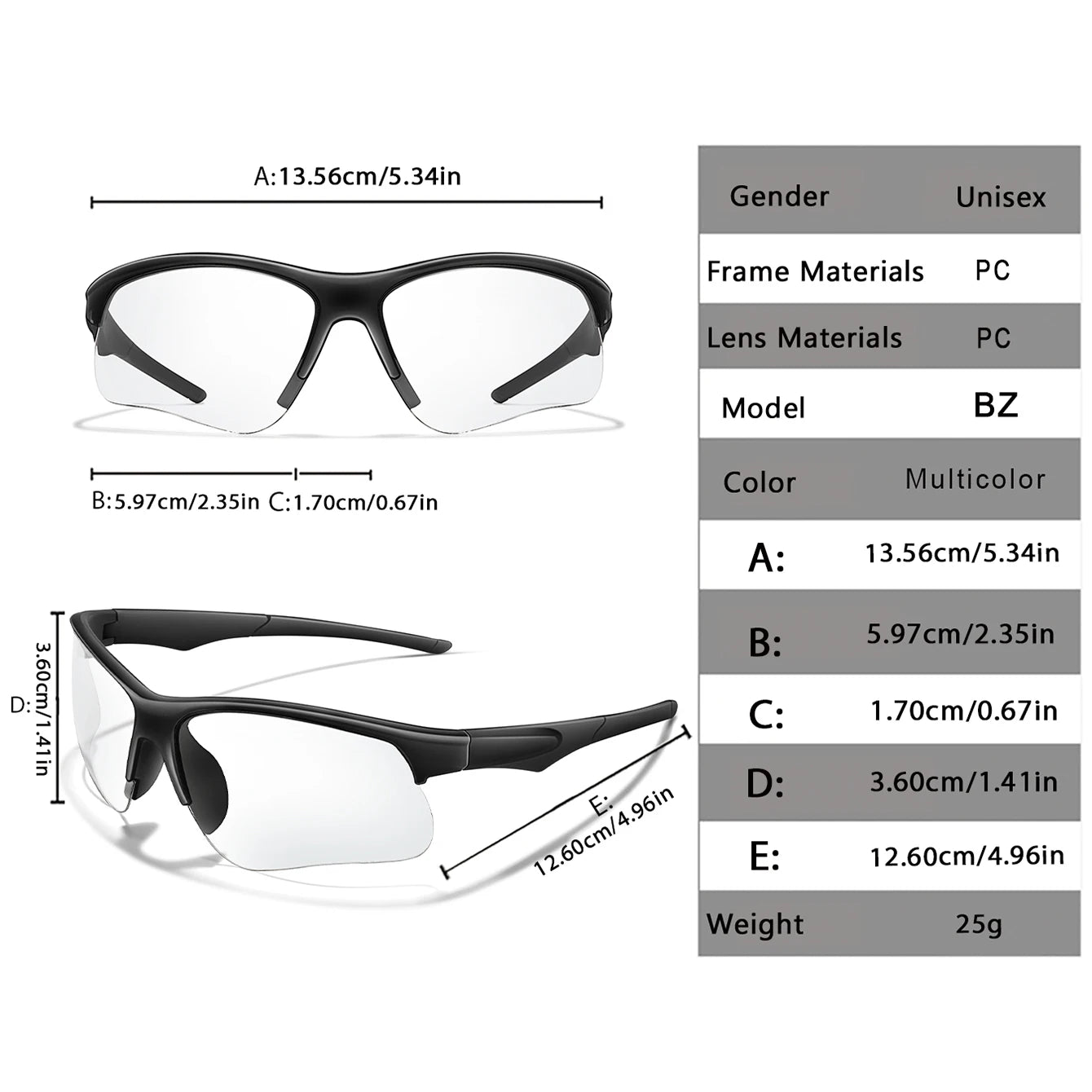 Photochromic sunglasses for men and women, outdoor biking and running eyewear, windproof sports goggles, stylish and functional.