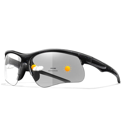 Photochromic sunglasses for men and women, outdoor sports eyewear, windproof cycling goggles, stylish biking and running sunglasses.