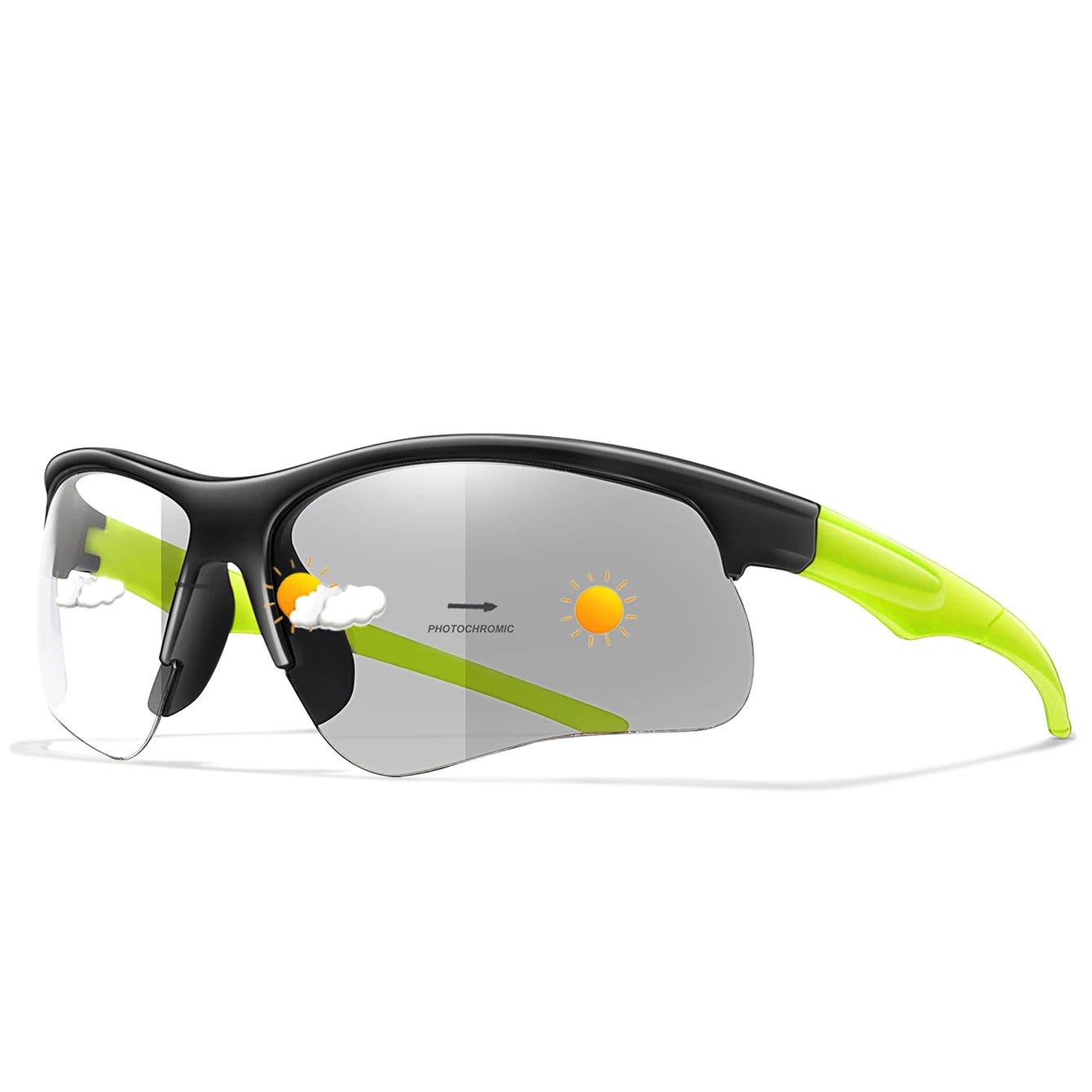 Photochromic sunglasses for men and women, outdoor sports eyewear, windproof cycling and running goggles, stylish and functional.
