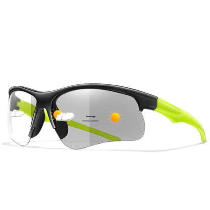 Photochromic sunglasses for men and women, outdoor sports eyewear, windproof cycling and running goggles, stylish and functional.