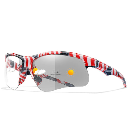 Photochromic sunglasses for men and women, outdoor sports eyewear, windproof biking and cycling goggles, stylish and functional.