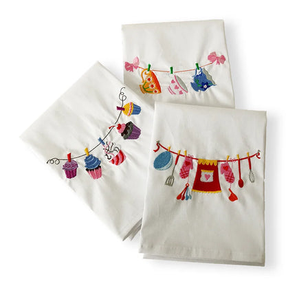 Set of 100 embroidered cloth table napkins, 45x70cm, absorbent kitchen tea towels, ideal for photography props and table settings.