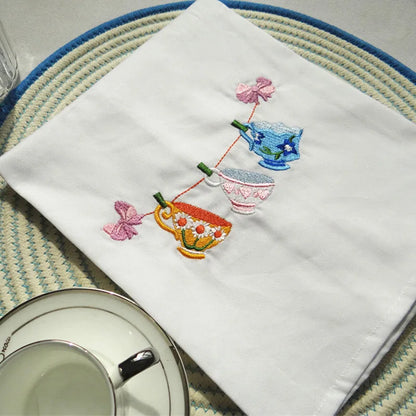 Set of 100 embroidered cloth table napkins, absorbent kitchen tea towels, 45x70cm, ideal for photography props and home use.