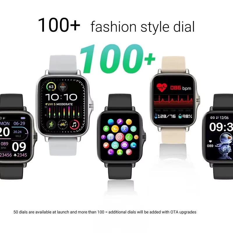 Silver steel 2024 Smart Watch with 1.44-inch color screen, Bluetooth call, blood oxygen and pressure monitoring for women and men.