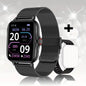 Silver steel 2024 smartwatch with 1.44-inch color screen, Bluetooth calling, blood oxygen and pressure monitoring for women and men.
