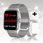 Silver steel 2024 Android smart watch with 1.44-inch color screen, Bluetooth call, blood oxygen, and pressure monitoring for men and women.
