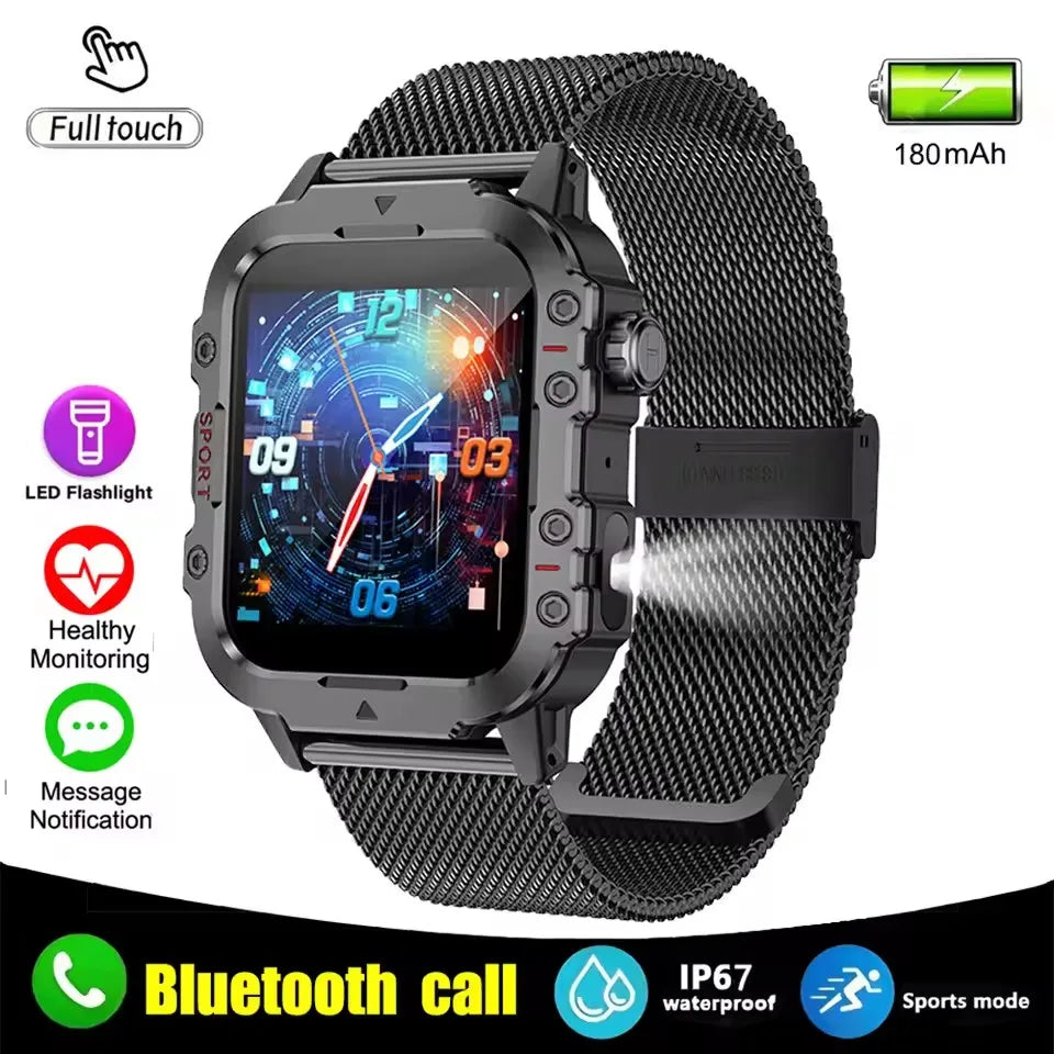 Silver steel 2024 smart watch with 1.44-inch color screen, Bluetooth call, blood oxygen and pressure monitoring for men and women.