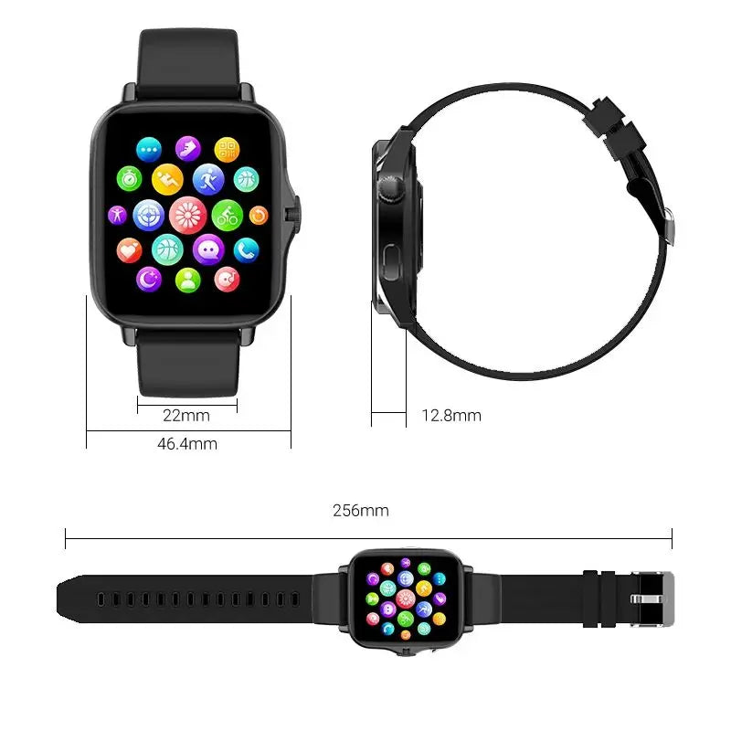Silver steel 2024 Android smart watch with 1.44-inch color screen, Bluetooth calling, blood oxygen and pressure monitoring for men and women.