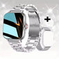 Silver steel 2024 Android Smart Watch with 1.44-inch color screen, Bluetooth call, blood oxygen and pressure monitoring for women and men.