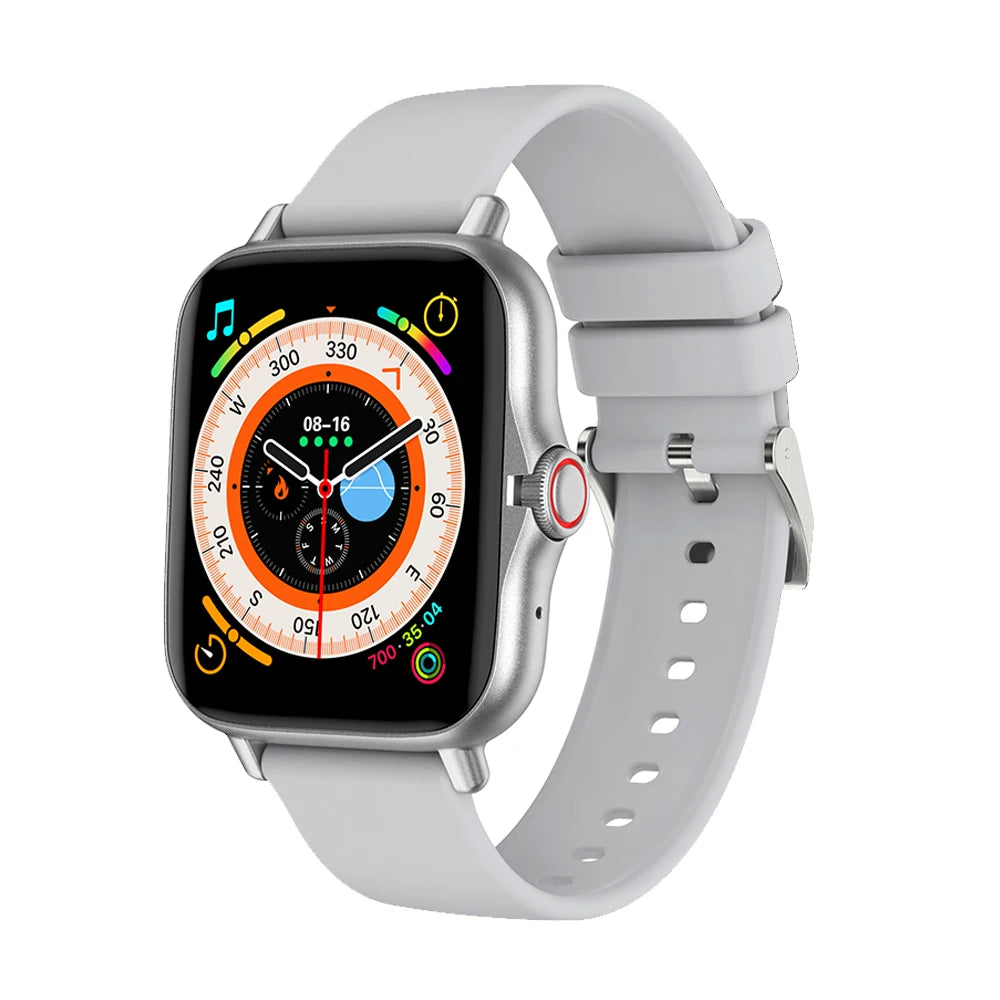Silver steel 2024 smart watch with 1.44-inch color screen, Bluetooth call, blood oxygen, pressure monitoring for women and men.