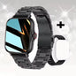 Silver steel 2024 smart watch with 1.44-inch color screen, Bluetooth call, blood oxygen and pressure monitoring for women and men.