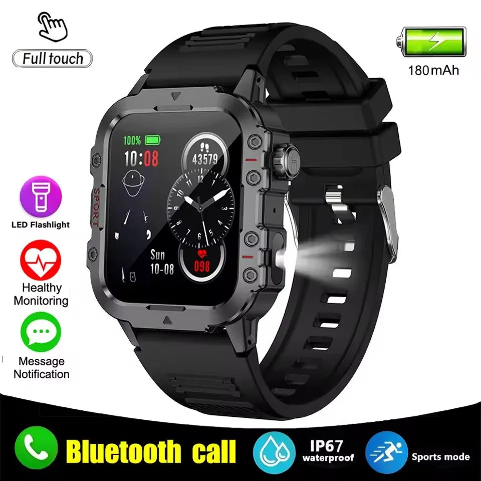 Silver steel 2024 Android smart watch with 1.44-inch color screen, Bluetooth calling, blood oxygen and pressure monitoring.