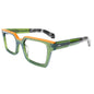 Oversized acetate glasses for women and men with wide top frame and clear prescription-ready lenses, trendy and stylish.