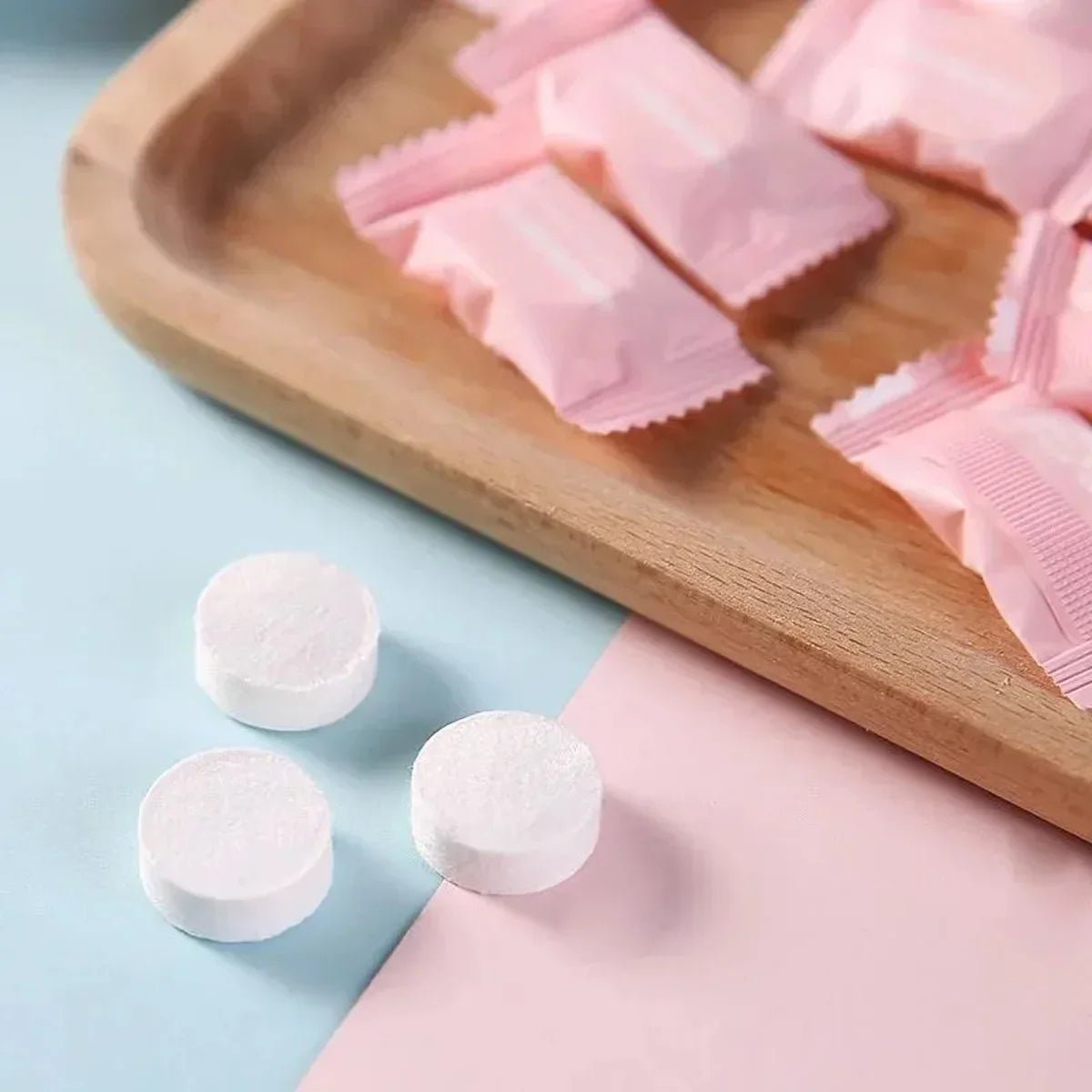Mini compressed towel capsules from BACKUPMYFILESNOW.COM®, outdoor travel cloth wipes, disposable face care tablets, paper tissue packs.