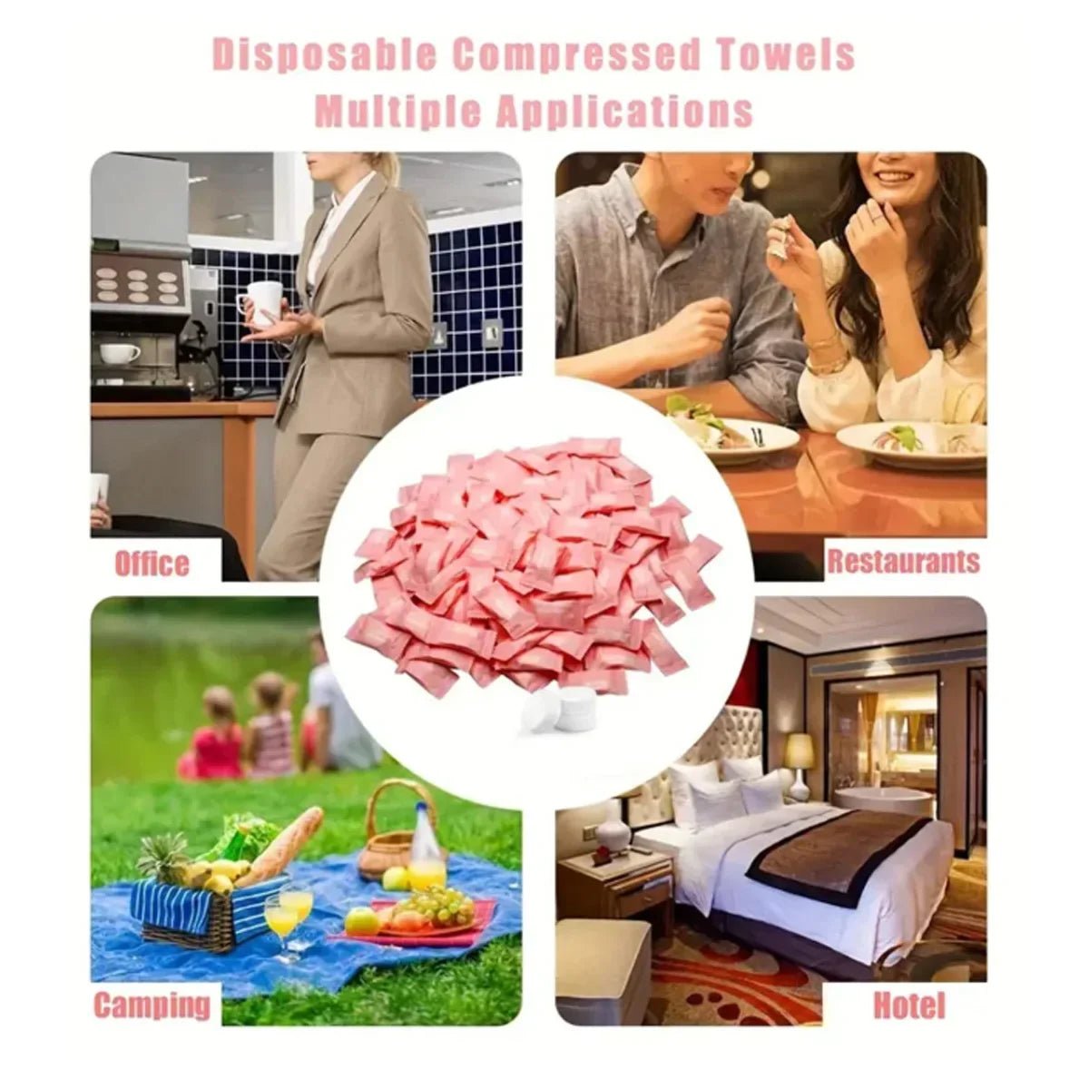 Mini compressed towel capsules in various quantities, portable face care wipes and cloths for outdoor travel, by BACKUPMYFILESNOW.COM®.