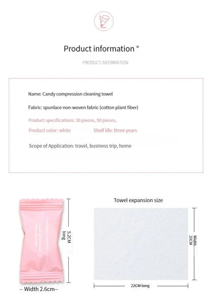 Mini compressed towel capsules from BACKUPMYFILESNOW.COM®, outdoor travel cloth wipes in various quantities, compact and convenient for face care.