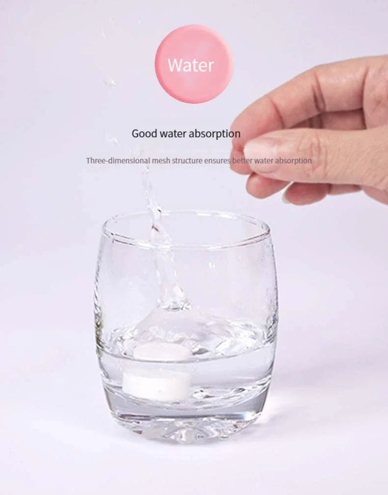 Mini compressed towel capsules by BACKUPMYFILESNOW.COM®, 20-100 pcs, portable disposable cloths for face and outdoor travel use.