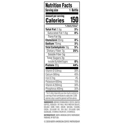 BackupMyFilesNow® Starbucks Coffee & Protein Caffe Mocha 12 fl oz bottles, 12-pack, high protein iced coffee with 22g protein.