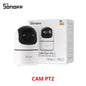 SONOFF CAM PT2 smart home security camera with 360° panoramic view, night vision, HD remote monitoring, and real-time interaction.