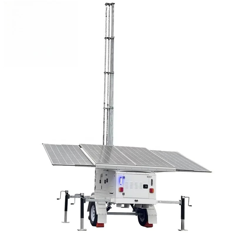 American Standard Monitoring Surveillance Trailer Tower by BACKUPMYFILESNOW.COM® with mounted cameras and equipment for security monitoring
