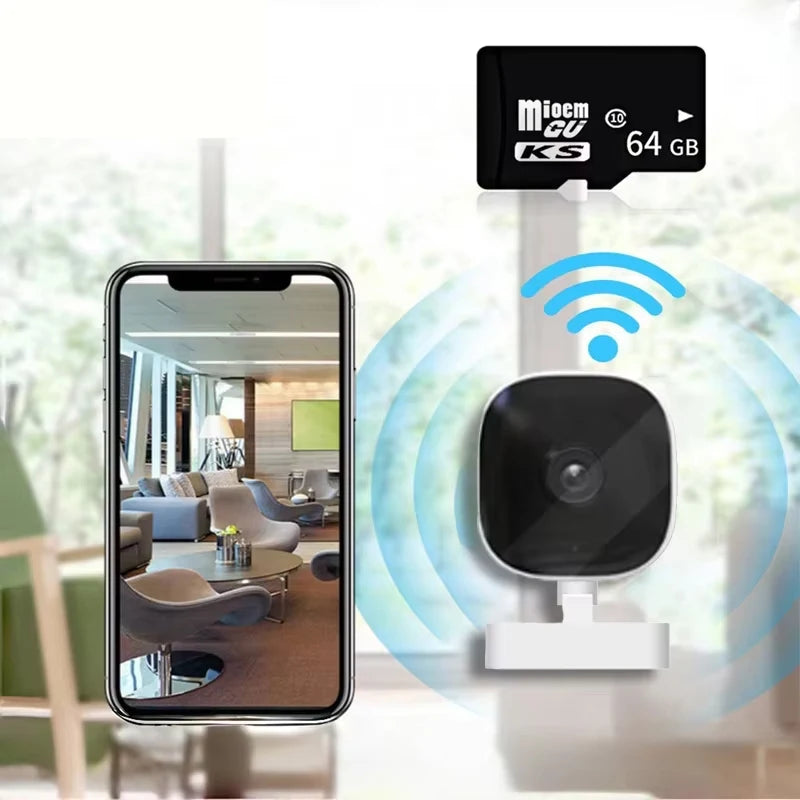 HD WiFi security camera with 2-way audio, motion detection, remote monitoring, and cloud storage for home or office security.