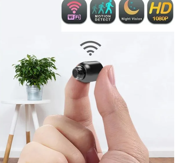 Indoor security camera for baby monitors by BackupMyFilesNow.com with 64GB storage, capturing a clear view of a nursery room.