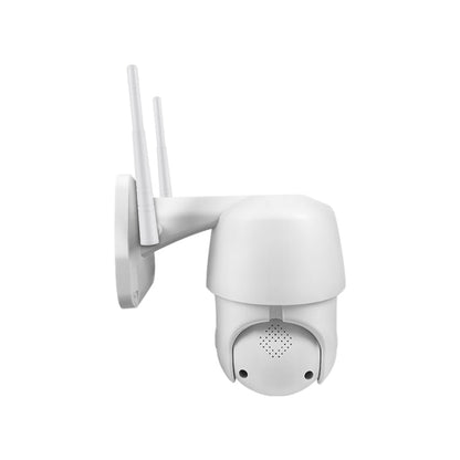 Wireless outdoor WiFi security camera in black with 1080p resolution, weatherproof design, and adjustable mounting bracket.