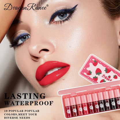 10-pack BackupMyFilesNow water stain lipstick set with lightweight, non-fading lip lotions in various shades.