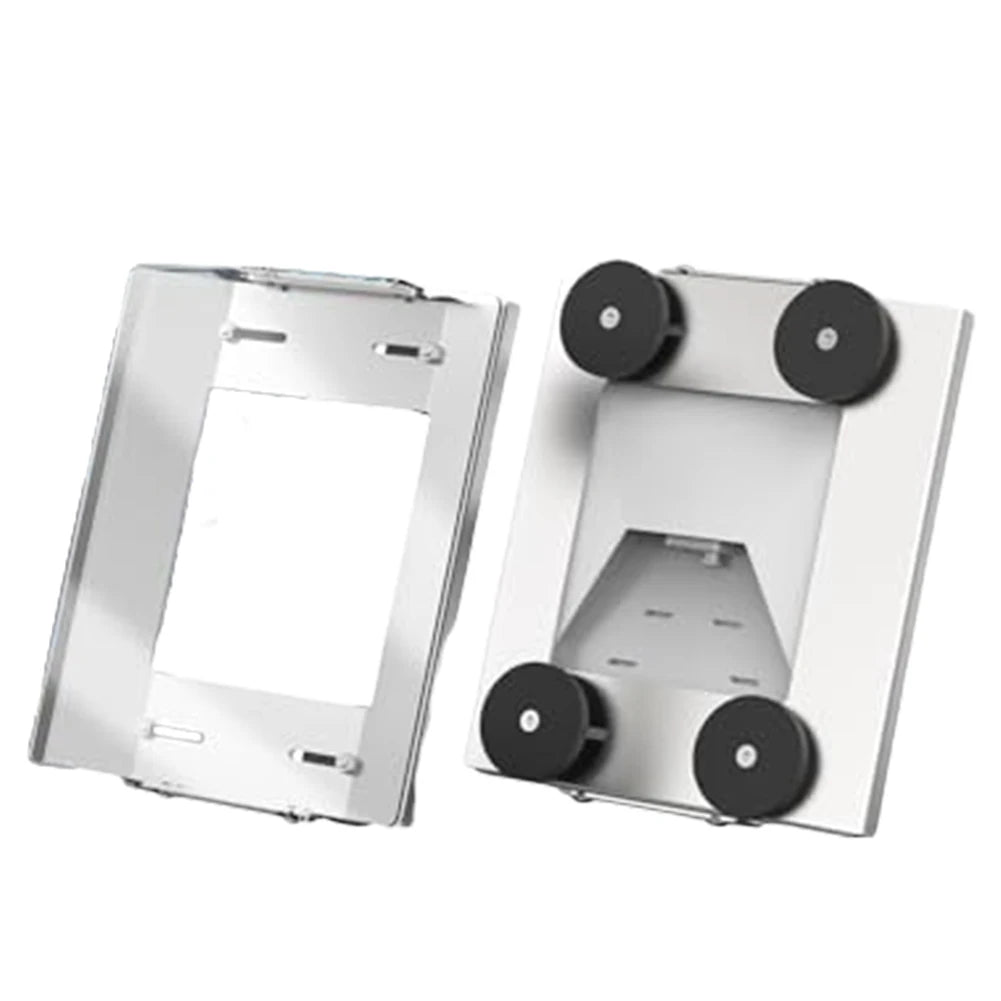 Starlink Mini aluminum transparent roof magnetic mounting bracket on a vehicle roof rack for car or RV.