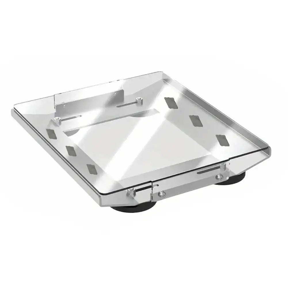 Starlink Mini aluminum roof magnetic mounting bracket on vehicle roof, compatible with car, RV, and roof rack, shown in white.
