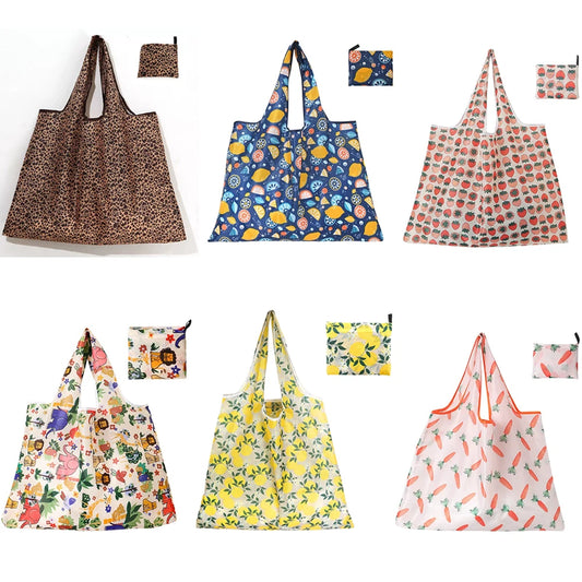 Large washable grocery bag by BackupMyFilesNow.com, foldable, portable storage tote in printed design with multiple color options.