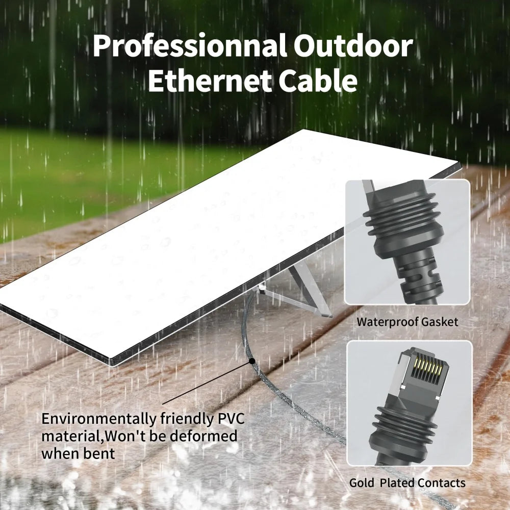 ZOERAX Starlink Gen 3 Ethernet cable, CAT5e/CAT6 U/FTP, 30ft shielded wire for Starlink router, high-speed data transfer.