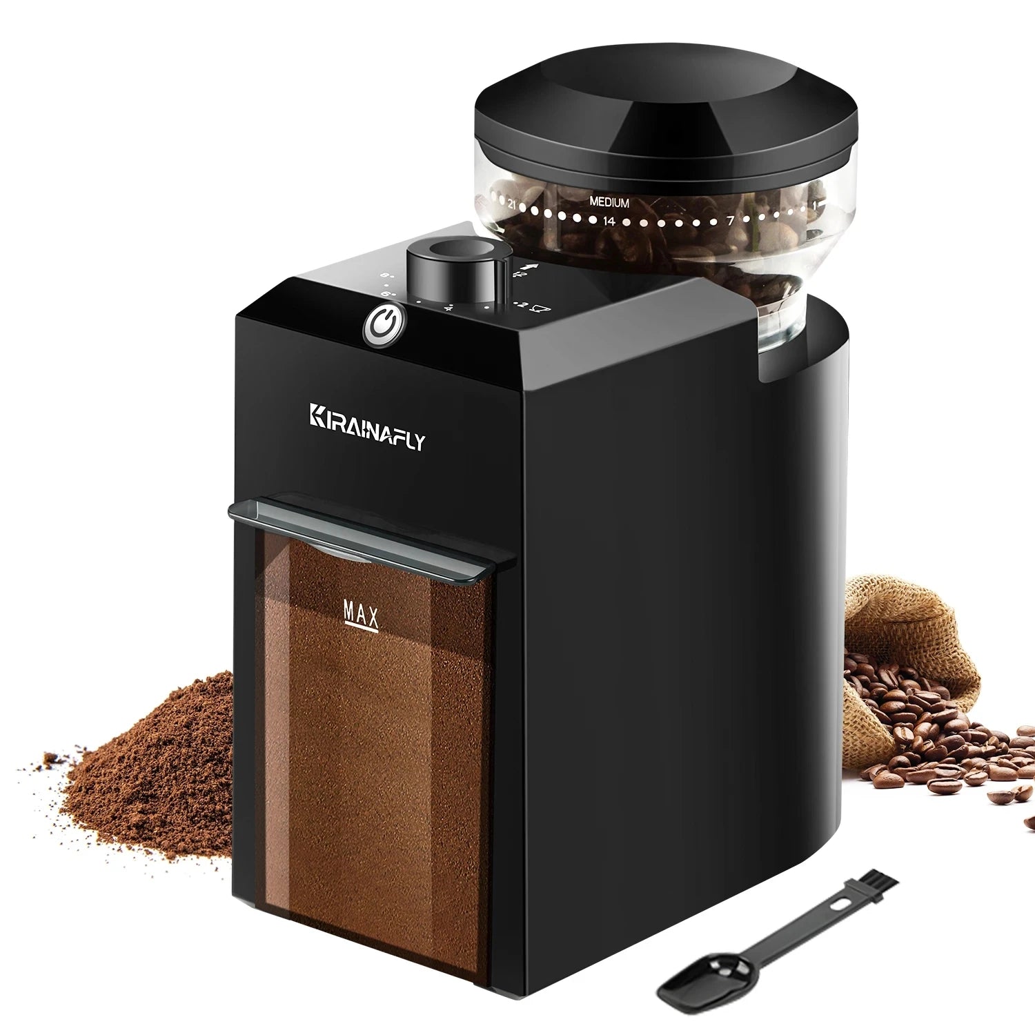 Automatic Burr Mill Coffee Grinder by BackupMyFilesNow.com with 28 adjustable gears for espresso, French press, and drip coffee brewing.
