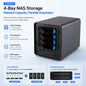 4-bay NAS and mini server desktop PC with Celeron I5-10210U, 2 SSDs, 4 HDDs, and 4 LAN ports for customizable storage and networking.