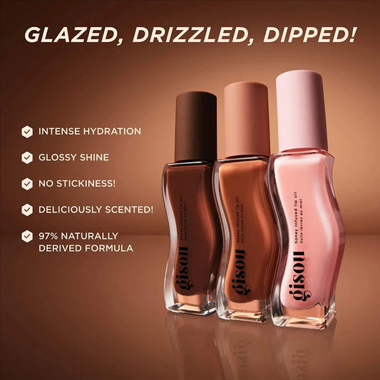 Gisou limited edition Milky Mocha lip gloss with moisturizing, plumping, and exfoliating care for soft, glossy lips.