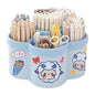 Cherry pink rotating desk organizer with multiple compartments, pen and pencil holders, ideal for office stationery storage.