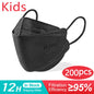 White kids' KN95 masks for children aged 6-14, 4-layer dustproof protective face masks for girls and boys.