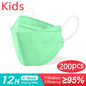 Set of white kids' KN95 masks by BackupMyFilesNow.com, 4-layer FFP2 dustproof face masks for children ages 6-14, boys and girls.