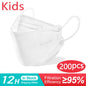 Kids KN95 masks by BackupMyFilesNow.com, white 4-layer FFP2 face masks for children aged 6-14, dustproof and protective.