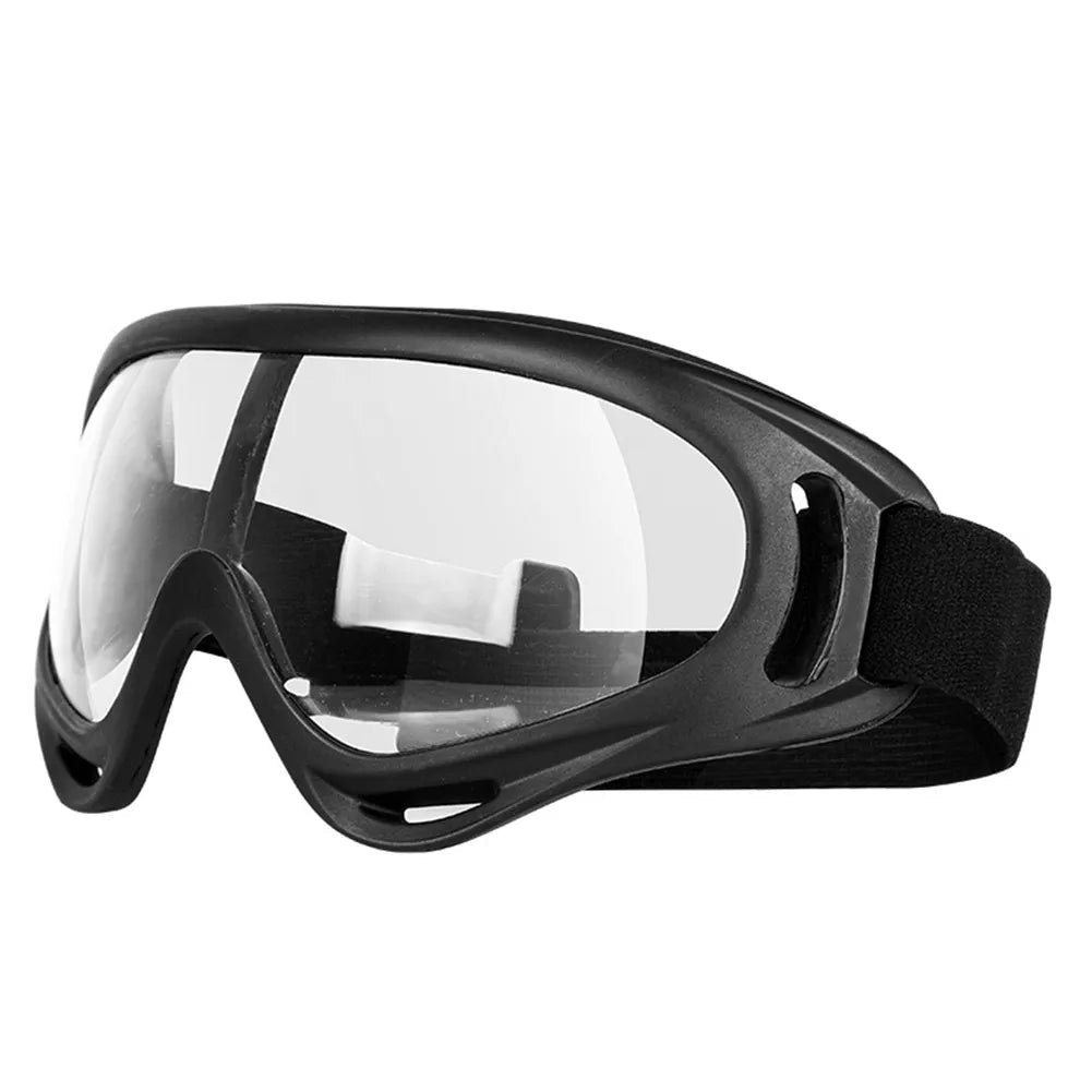 Anti-fog dust-proof sports goggles with anti-splash safety glasses for riding, featuring clear lenses and adjustable straps.